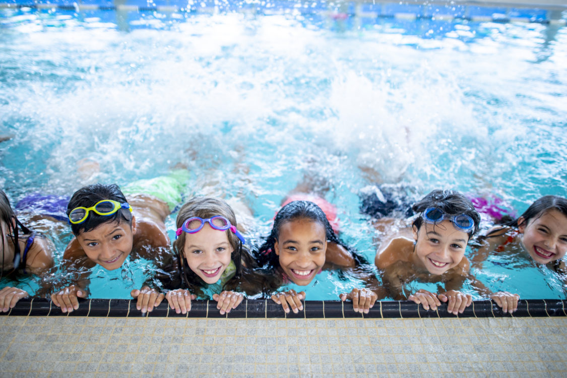 Group of children in the pool