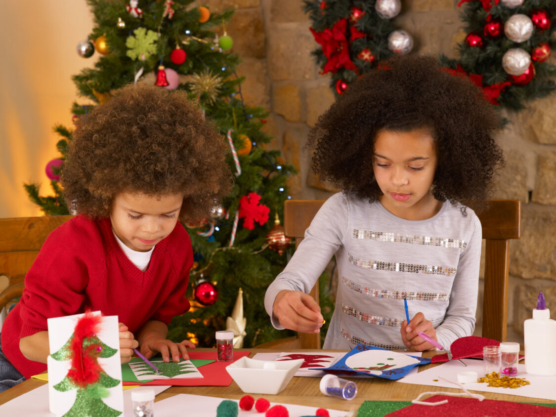 Children making holiday cards