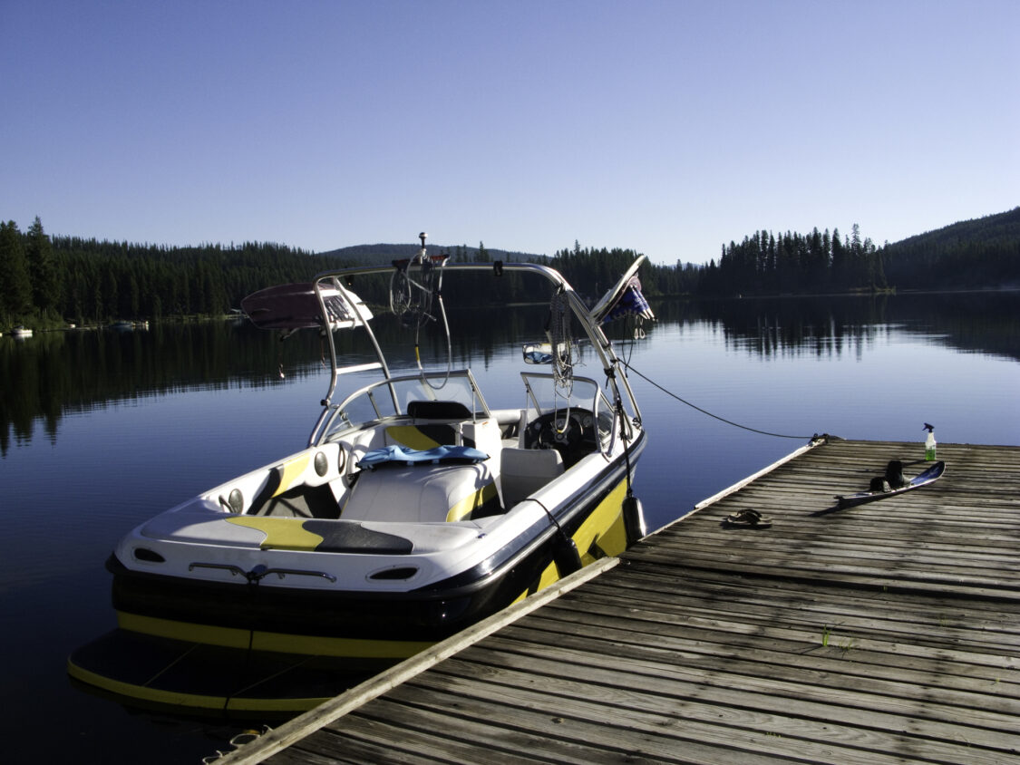 Boat tied to the dock.